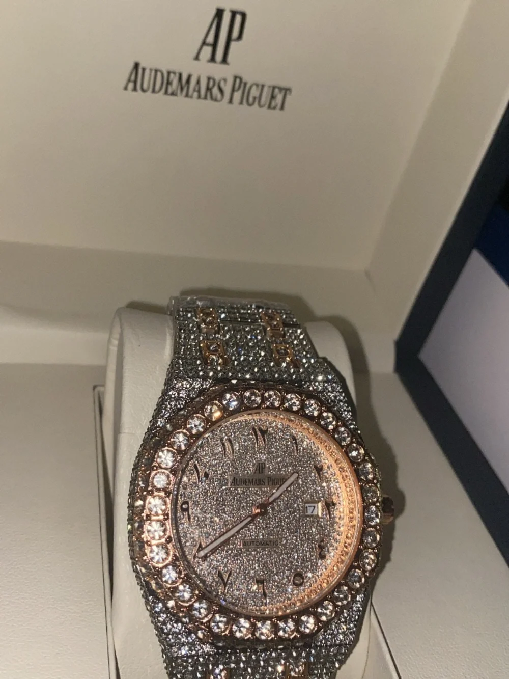 Audemars Piguet Two-Tone Diamond Pavé Watch in Silver and Rose Gold